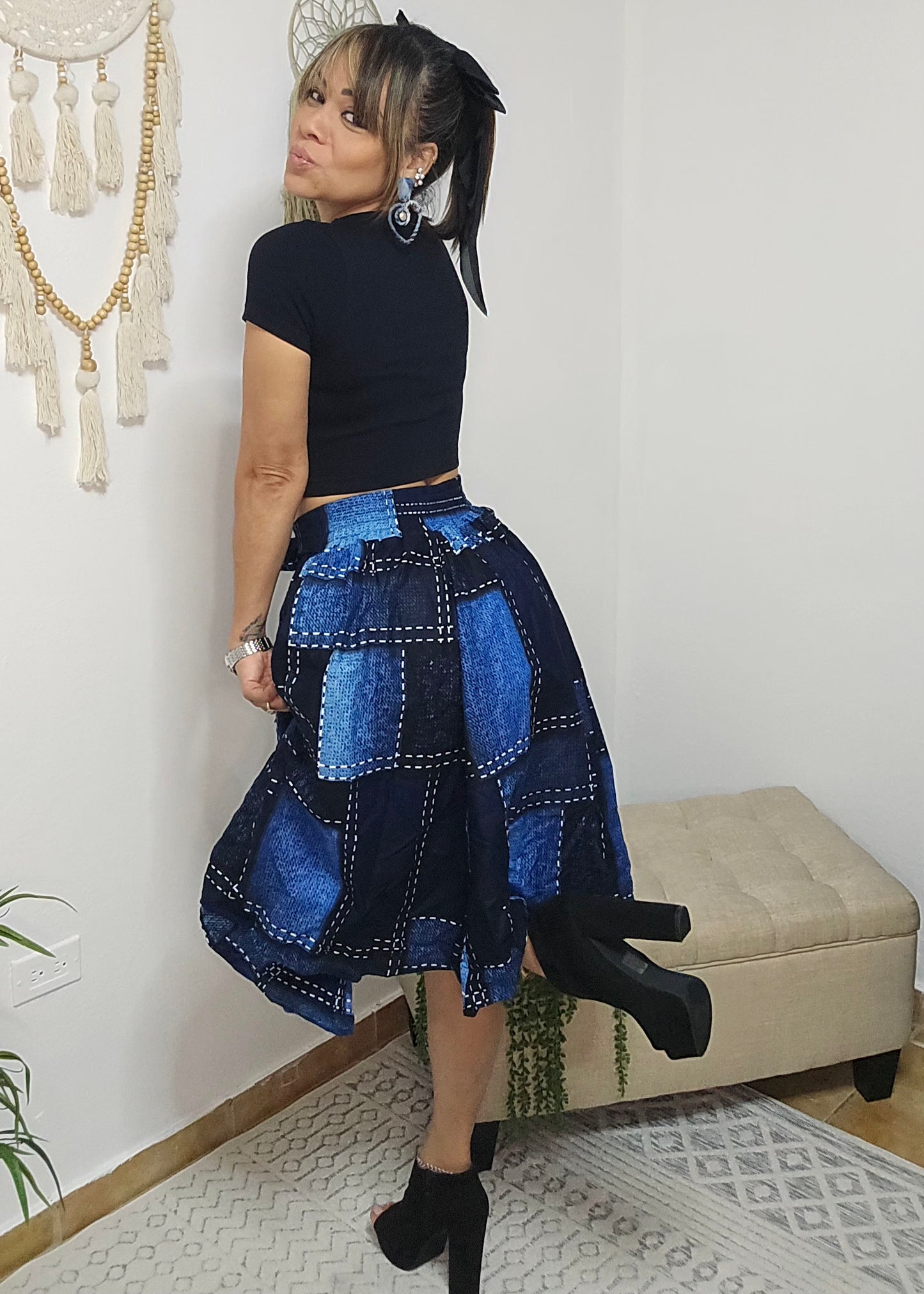 Denim Pattern Skirt