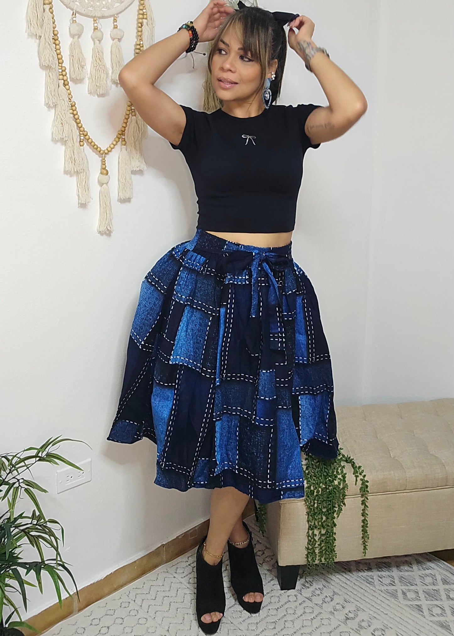 Denim Pattern Skirt